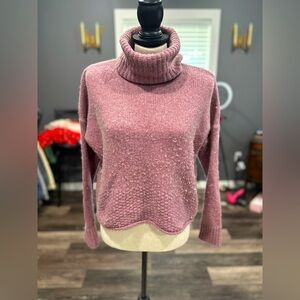 Madewell Sadler Turtleneck Sweater Boxy Crop Merino Wool Blend Women Sz XS
